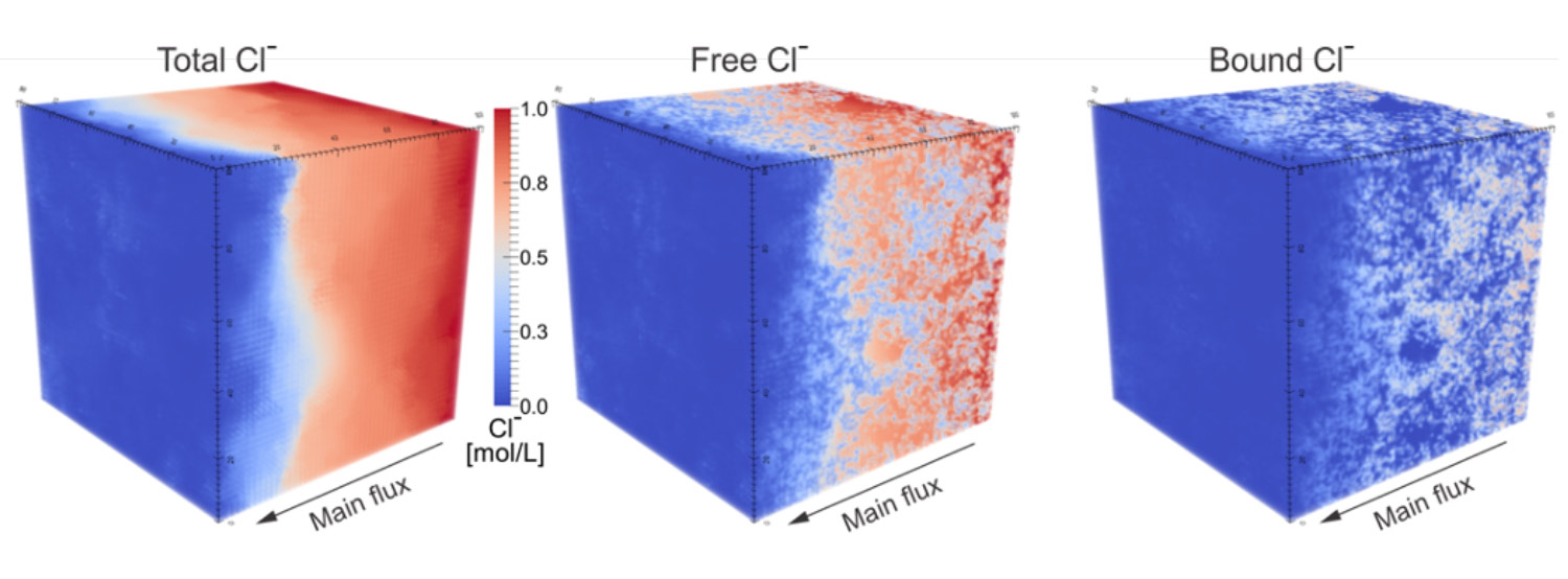 Enlarged view: Diagram showing the concentration of chloride ions in the microstructural domains